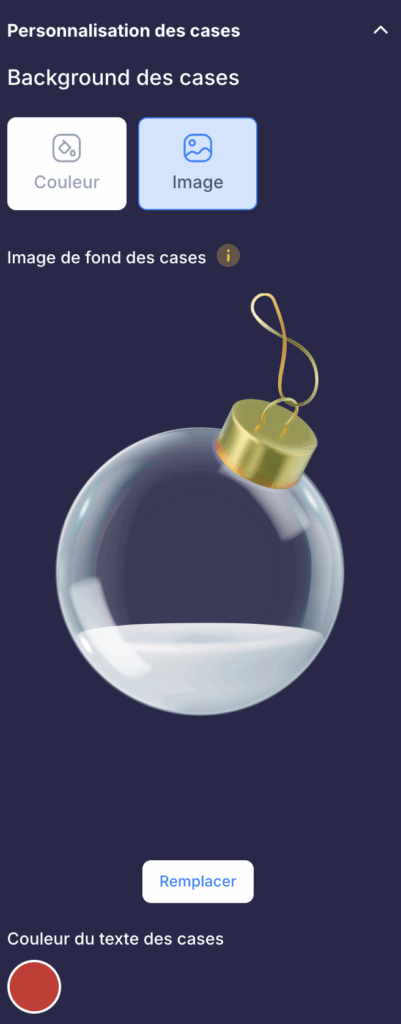 Personnalisation des cases