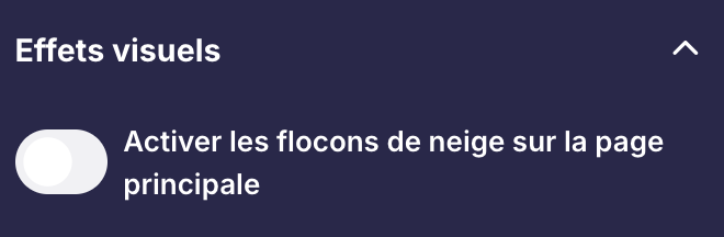 Activation des flocons de neige