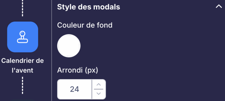 Configuration du style des modals