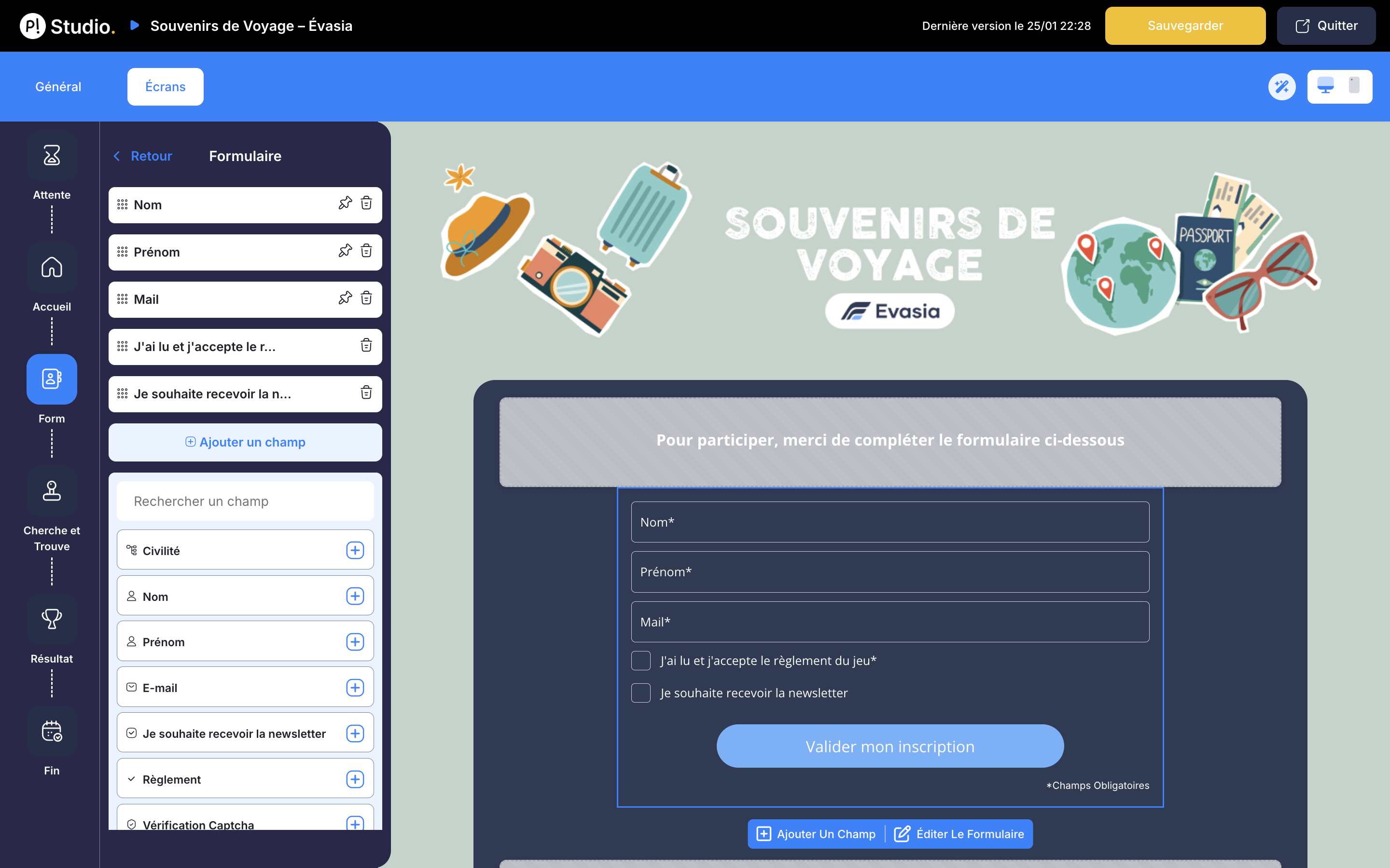 Configuration formulaire Pinaplay