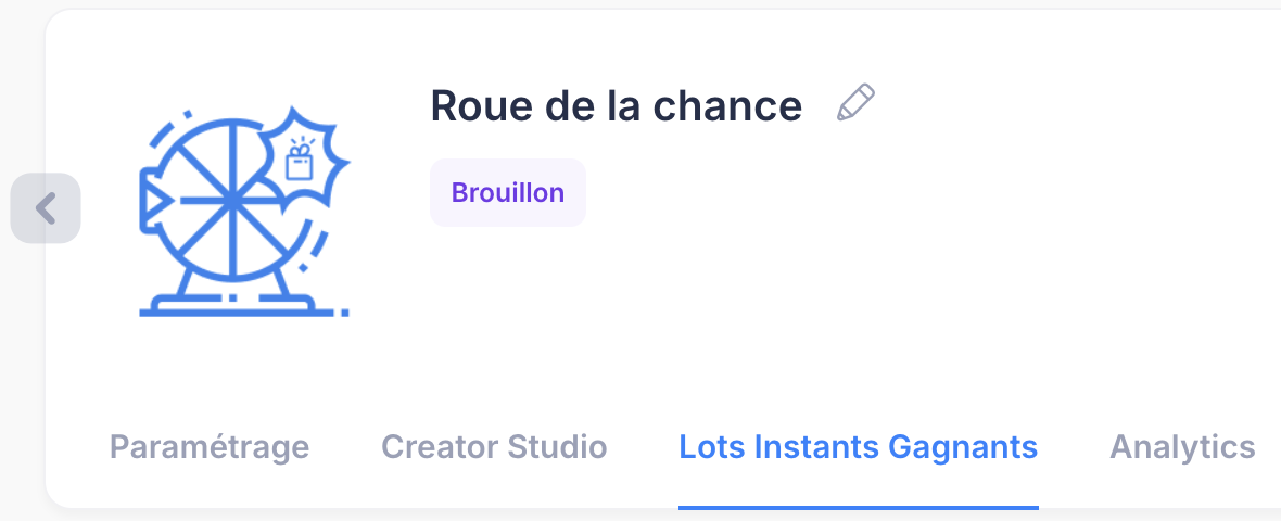 Onglet Lots Instants Gagnants